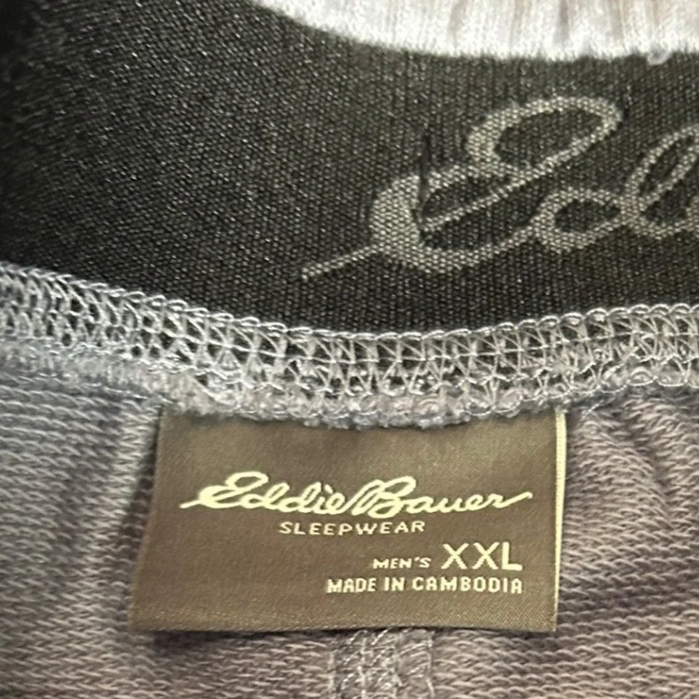 Eddie Bauer Sleep Shorts Mens XXL Gray Excellent Cotton Blend Drawstring Pockets